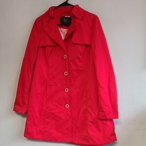 Women's medium 8 red Esprit rain coat jacket button up water resistant